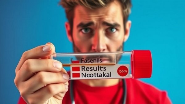 Concerned expression in health test result labeled 'Normal'.