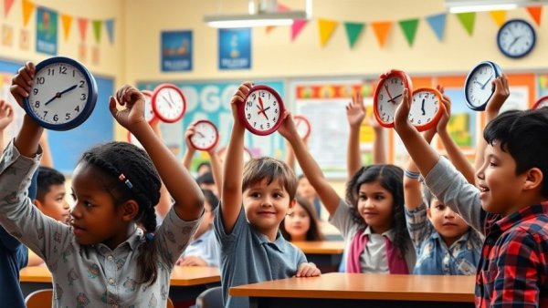 Diverse students in a classroom with clocks, Texas school voucher program Islamic schools