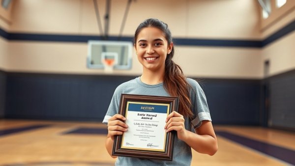 Scholar Athlete of the Week award recipient smiling in a gym.