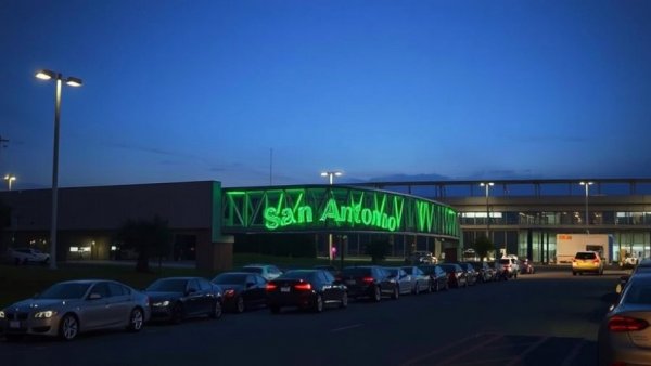 San Antonio airport curb closures at night with cars