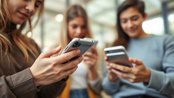 Group using smartphones indoors reflecting on Dallas news today.