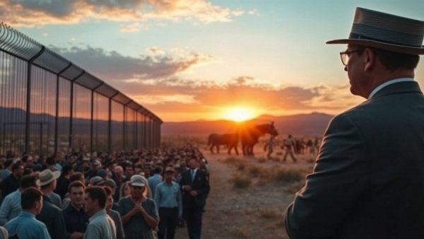 Impact of Sanctuary City Policies illustrated through a border scene.