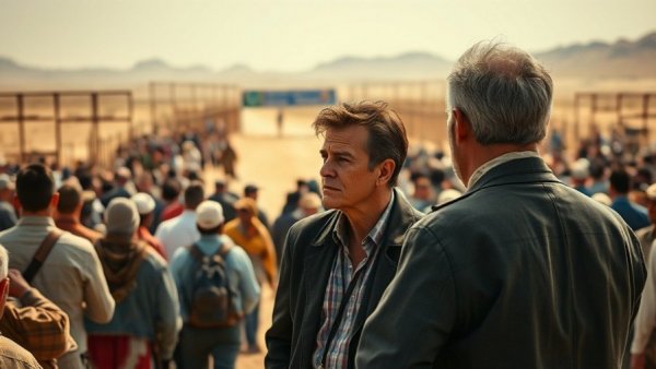 Sanctuary policies and public safety image showing border scene with prominent figure.