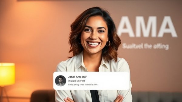 Live AMA session on mental health techniques for seniors with a smiling host.