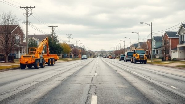 Tomball gas leak site with construction equipment on overcast day