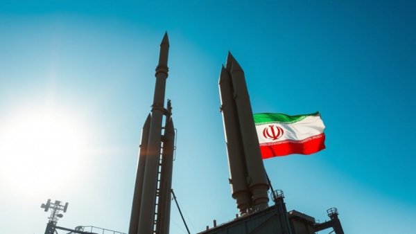 Iran-linked influence campaign scene showing missile and flag.