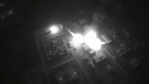 US forces destroy Iranian military infrastructure aerial view.