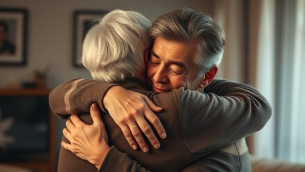 American freed by Taliban reunites with loved one in emotional embrace, soft lighting.