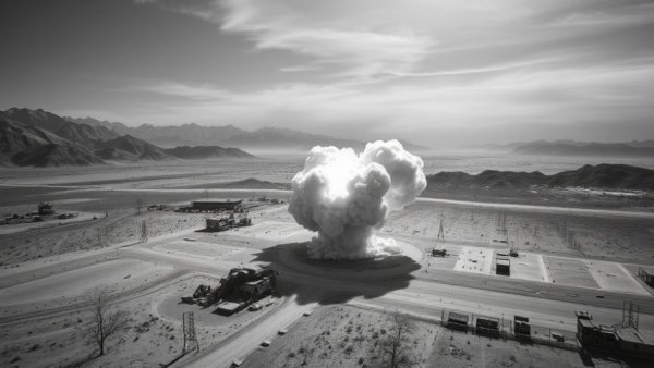 Infrared view of US forces destroying Iranian military target.