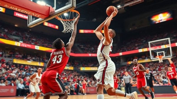 NBA's Top 10 Plays dynamic dunk in basketball arena, energetic scene.