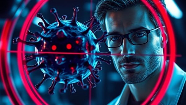 Cancer cell targeted concept, illustrating 'cancer as a parasite'.