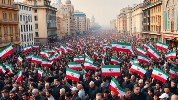 Crowd gathering in Iran demonstrating unity, highlighting readiness for democracy.