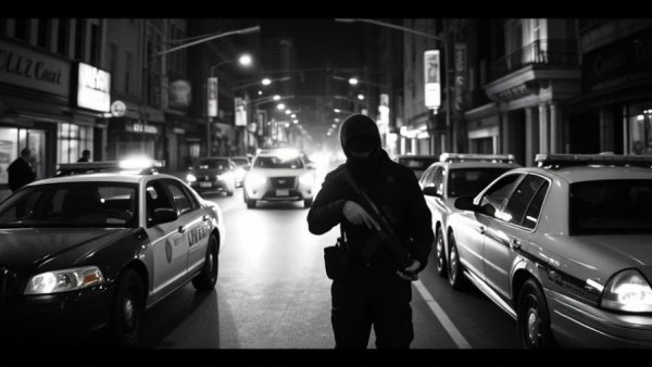 Fort Worth police shooting surveillance image showing armed man at night.