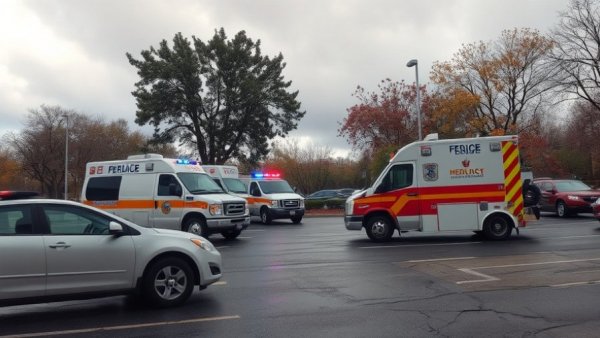 Houston news today: Emergency vehicles at crash site, overcast day.