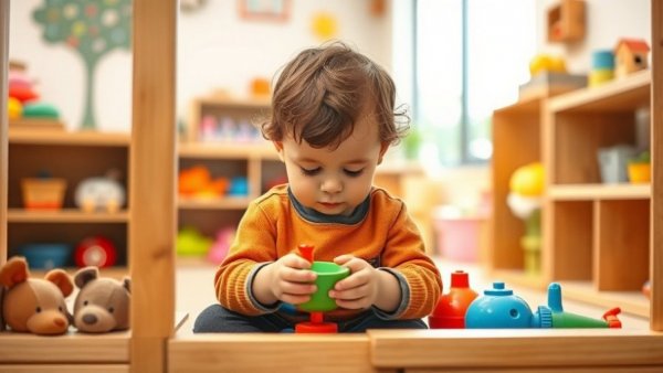 Young child in daycare plays on shelf amid Texas child care fraud investigation.