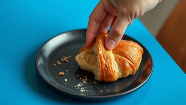 Half-eaten croissant illustrating appetite changes during perimenopause.