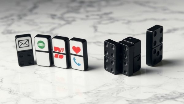 Dominoes falling to illustrate account takeover fraud protection.