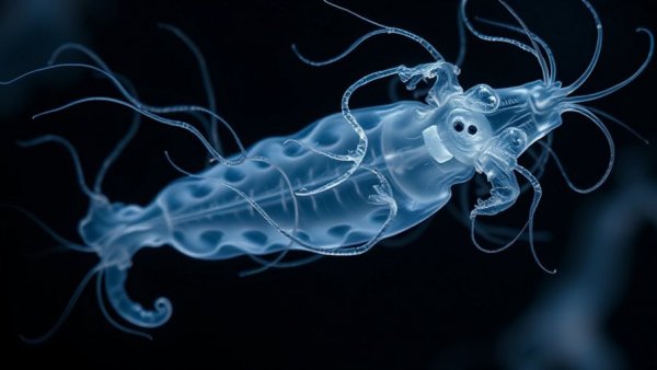 Intricate marine species with translucent appendages, highlighting marine species disappearing.