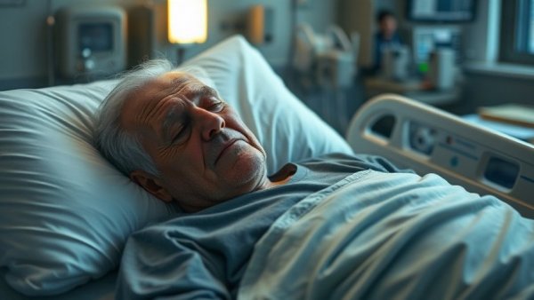 Elderly man in hospital recovering, related to stray dog attacks.