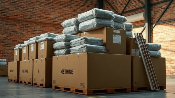 Boxes of methamphetamine seized in a warehouse.