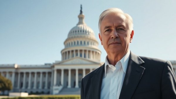 Capitol building with an older man in a suit from Fox News channel.