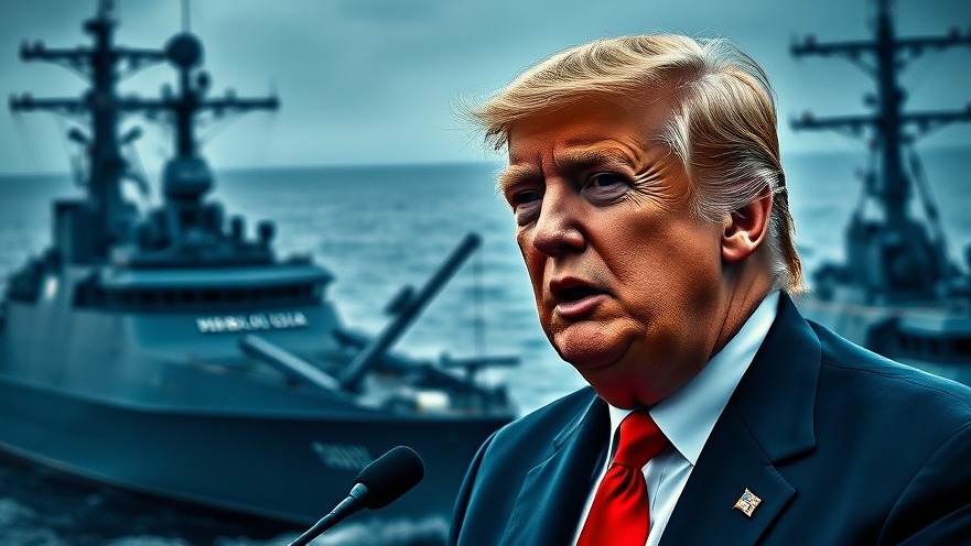 Trump breaking news today on Fox with battleship background.