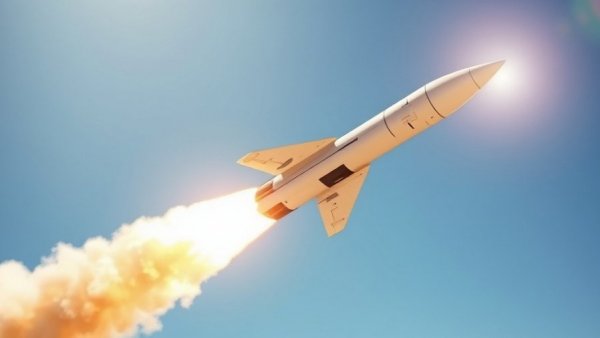 Sleek missile launching in clear sky, depicting power and precision.