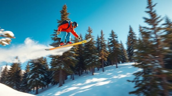 Breaking news: Skier mid-air on snowy slope near collision.