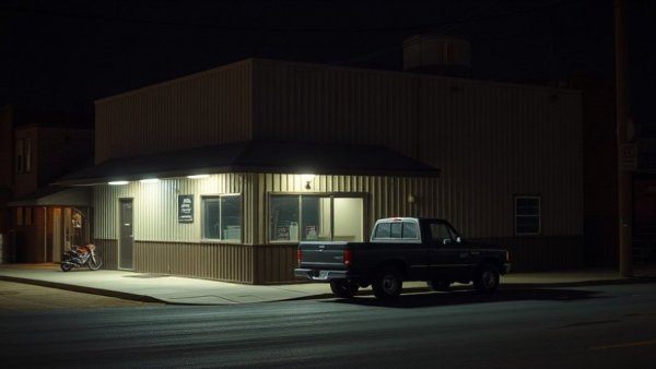 Houston news shooting scene at night with a pickup truck.