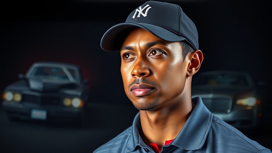 Tiger Woods and car crash images on a news channel graphic.