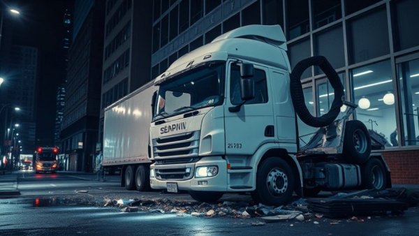 San Antonio news shooting image shows truck crash into building.