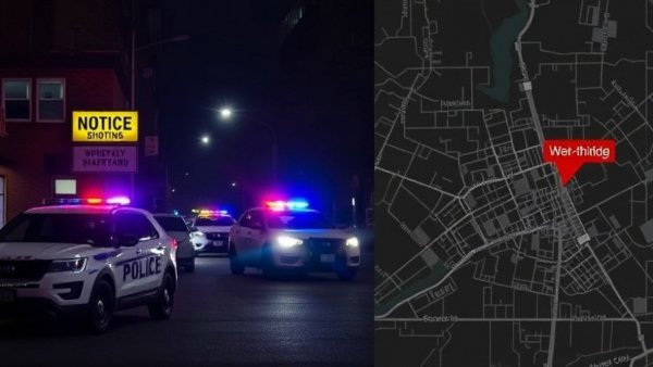 Houston news shooting map and police scene at night.