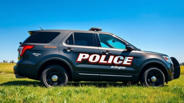 Dallas news shooting: Arlington police SUV parked on grass.