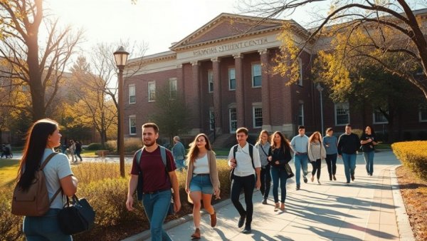 Students walk on Texas campus near Memorial Student Center.