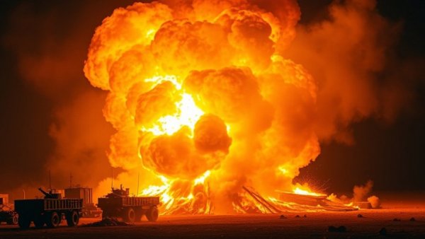 Bunker buster bombs create explosion at Iranian ammo depot.