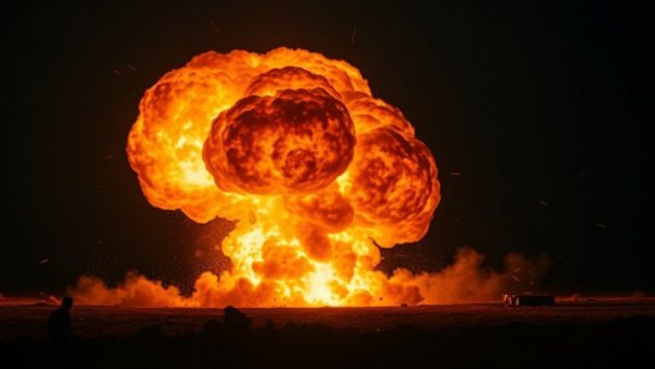 Explosive scene from US military strikes on Iran.