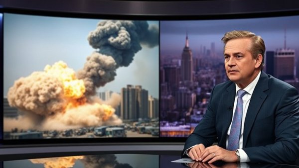 Military analyst discusses U.S. strategy; explosion in background