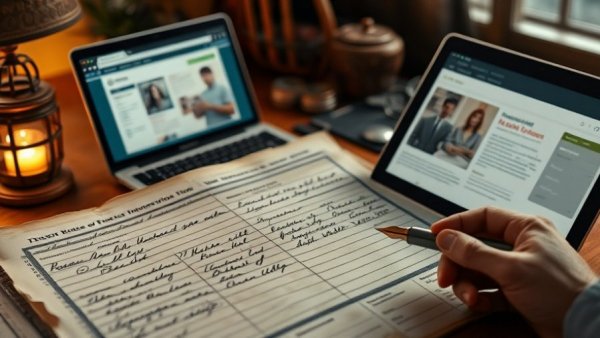 AI in genealogy research with vintage records and laptop usage