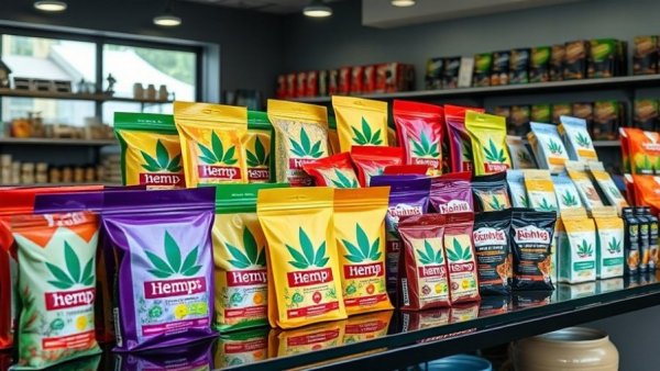 Assorted hemp products on display in a Texas store.