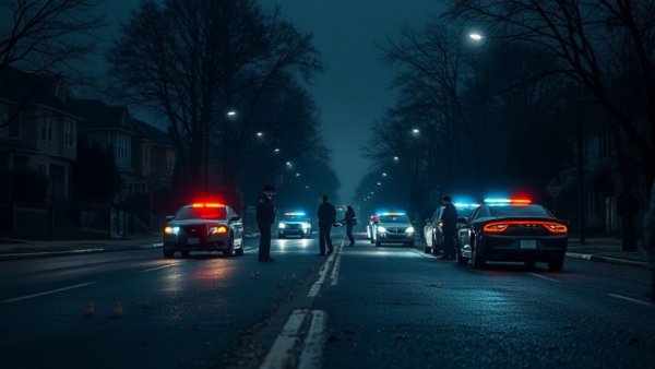 San Antonio shooting news scene with police and evidence markers at night.