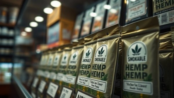 Packaged smokable hemp on display, related to Texas bans.