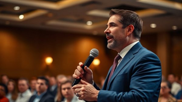 Man speaking at event, related to national news headlines.