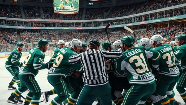 Brawl erupts at charity hockey game between FDNY and NYPD.