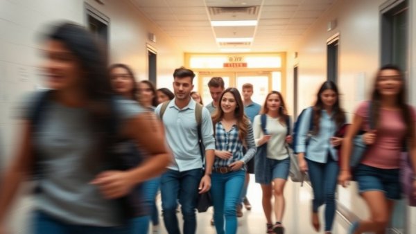 Students in school hallway reflecting Texas school voucher demographics.