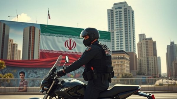 Police presence in Iran city, focusing on strategic objectives.