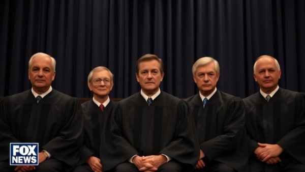 Judges in dark robes with Fox News logo discussing US immigration policy.