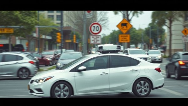 Waymo car driving wrong way in a busy school zone with warning signs.