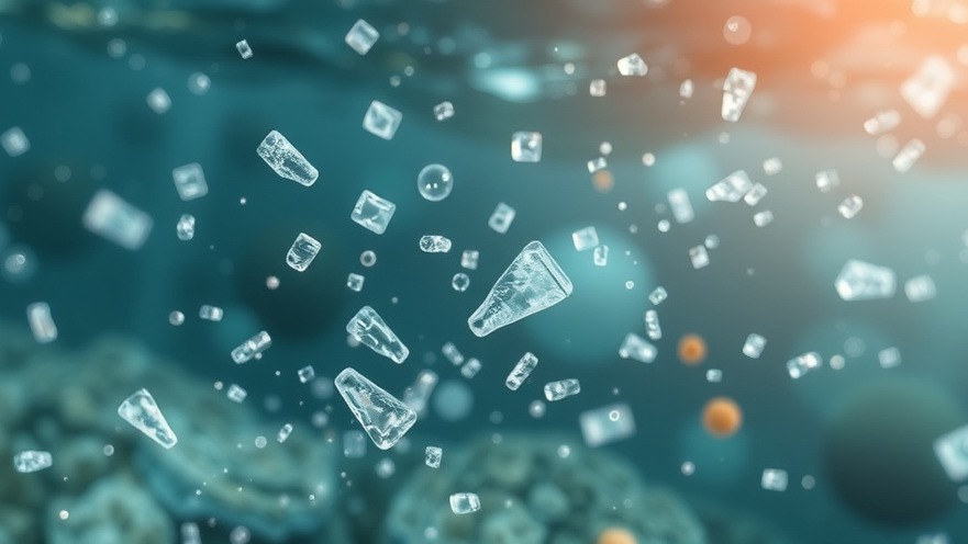 Conceptual image illustrating the health effects of microplastics and environmental pollution.