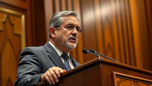 Speaker discusses 100 percent tariff on brand-name drugs with audience.