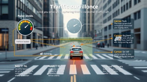 Traffic monitoring schematic with vehicle detection and alerts, related to receiving traffic ticket in the mail.